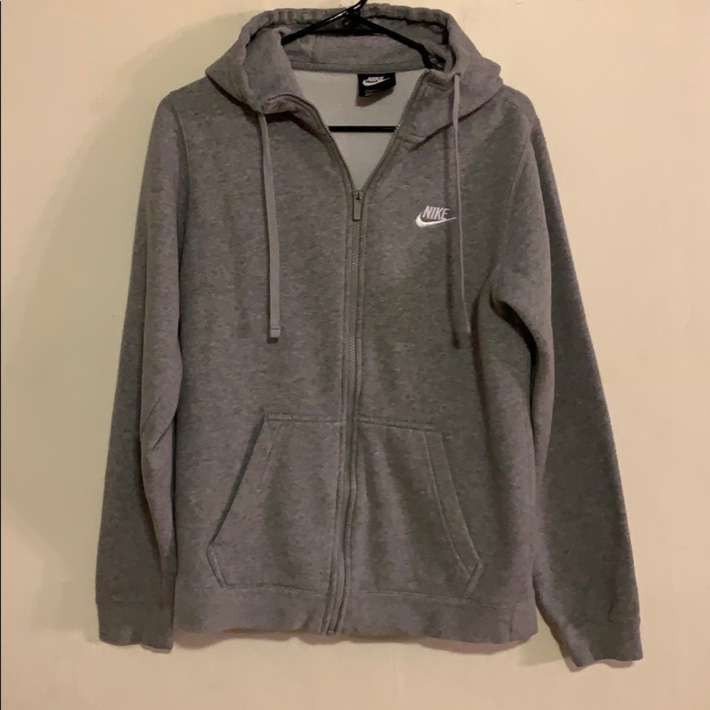 NIKE gray fleece hooded sweater size S.